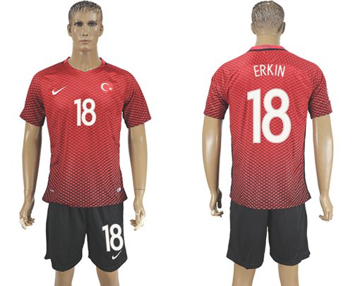 Turkey #18 Erkin Home Soccer Country Jersey - Click Image to Close